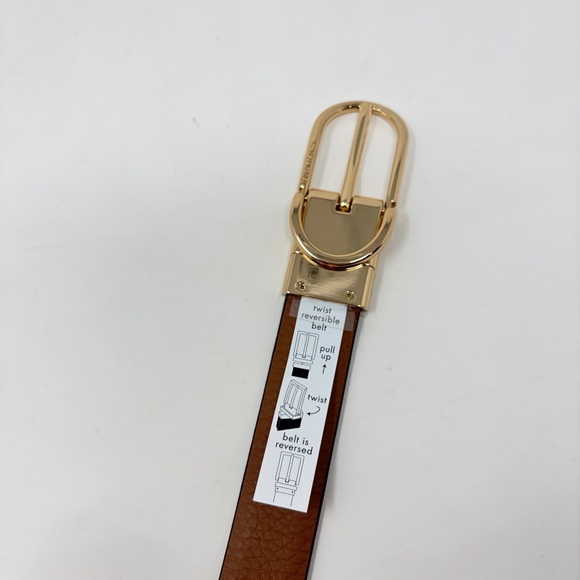 Michael Kors Reversible MK Logo Belt Brown & Vanilla Gold Buckle - 44\